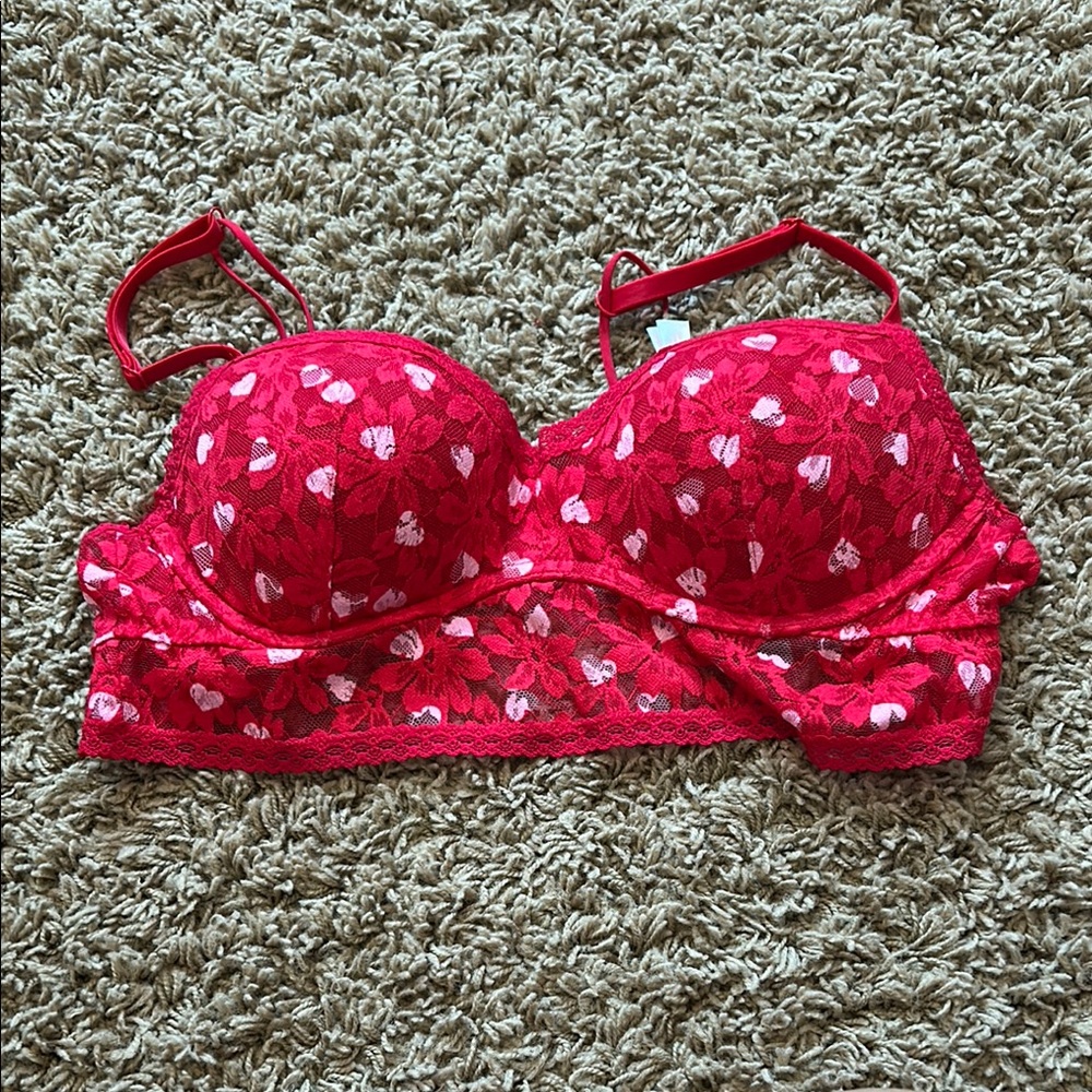 Victoria secret Pink heart push up lace bra size medium